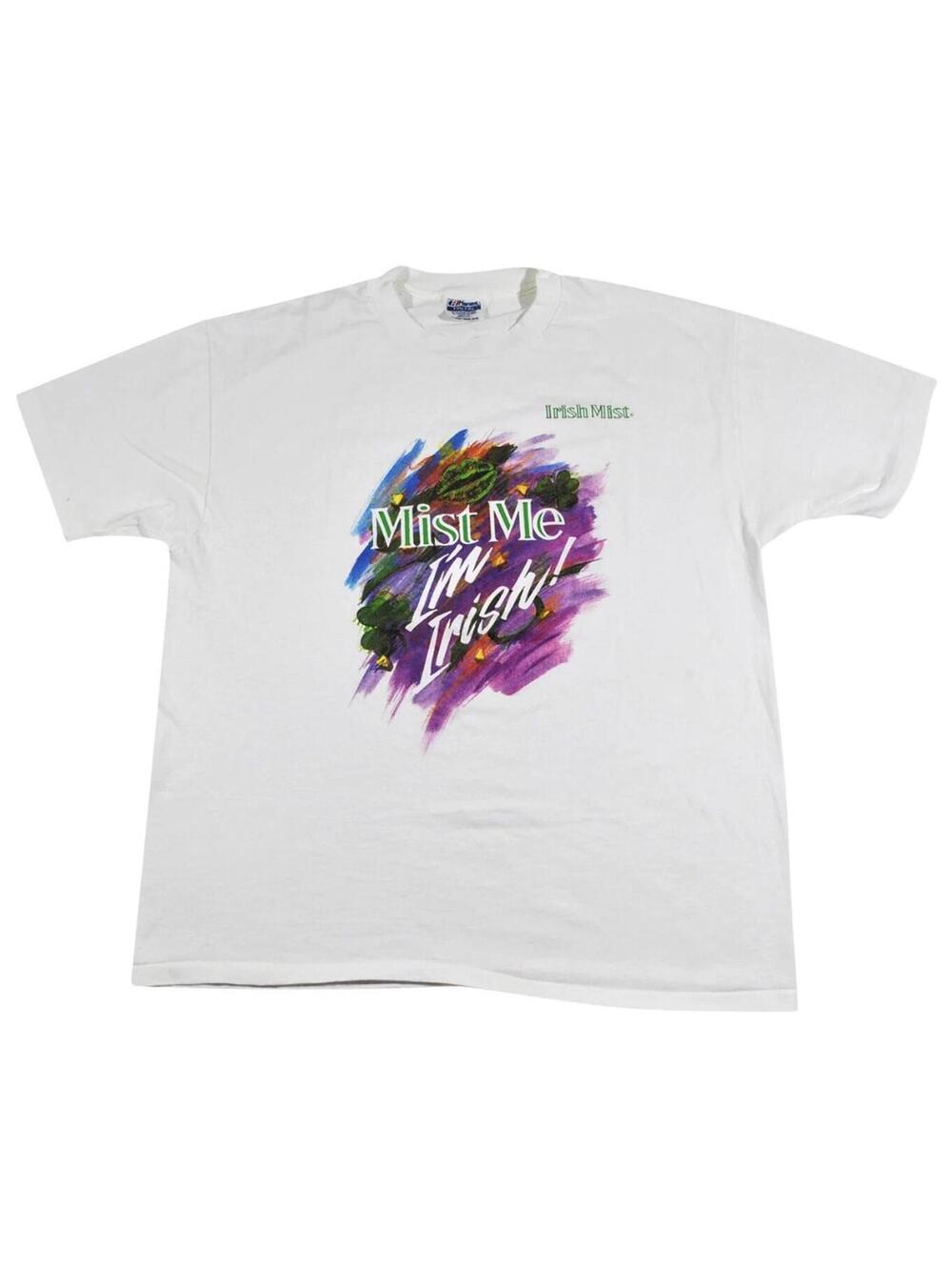 Vintage Irish Mist Mist Me I'm Irish 90s Beer White Colorful Shirt Size X-Large